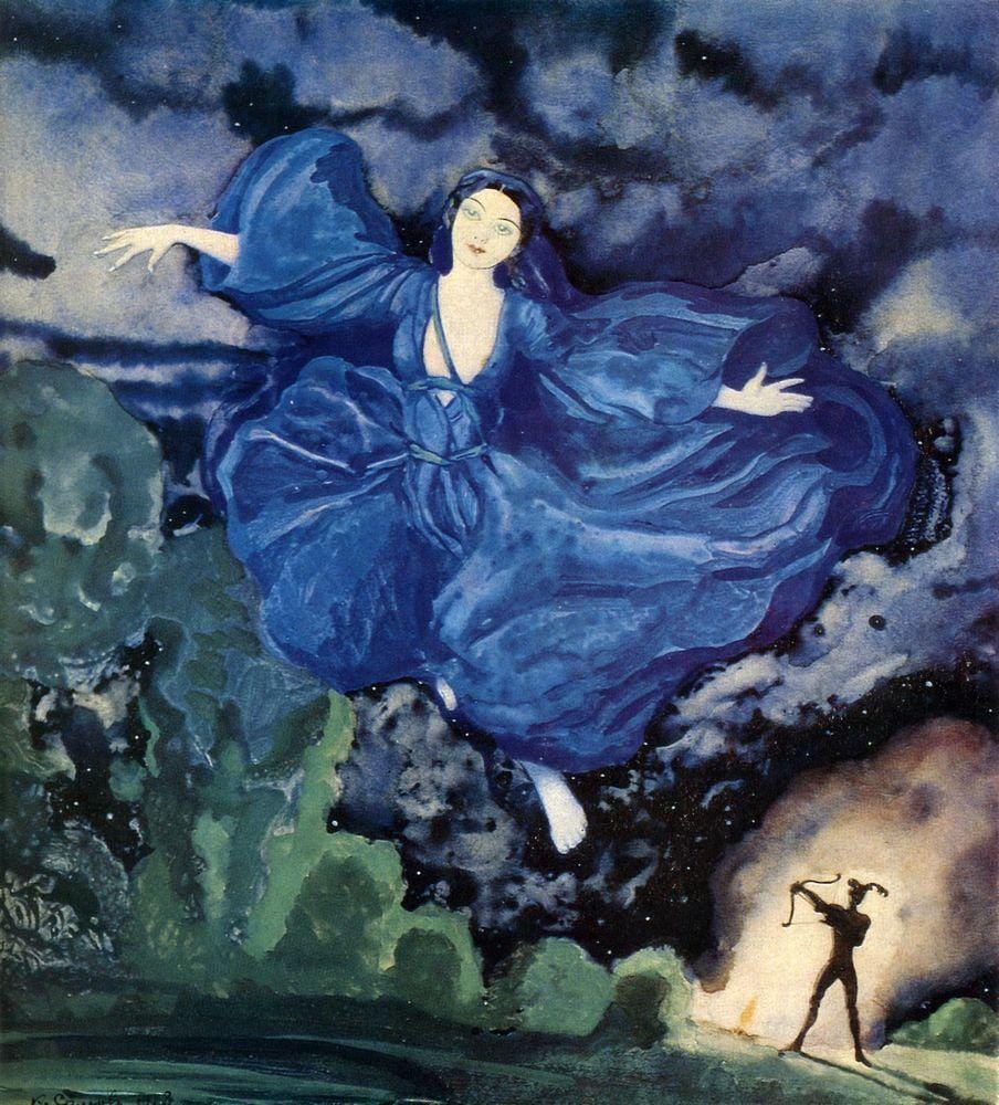 Konstantin Somov's "Blue Bird," 1918. WikiArt. Public Domain.