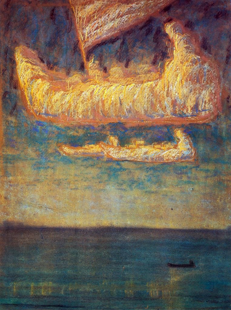 "Thoughts," 1907 by Mikalojus Konstantinas Ciurlionis. Image from WikiArt. Public domain.